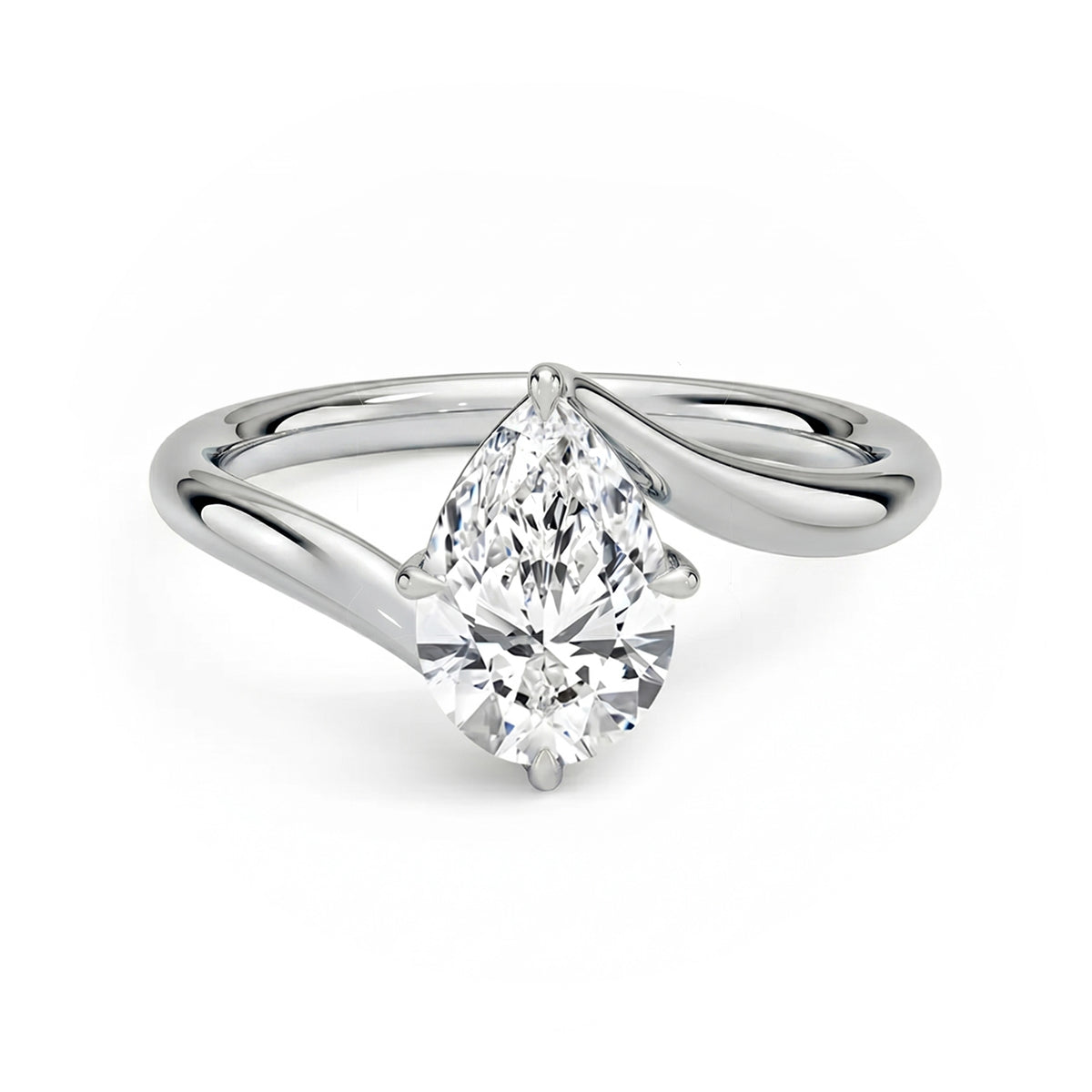 Embrace Pear Solitaire Ring