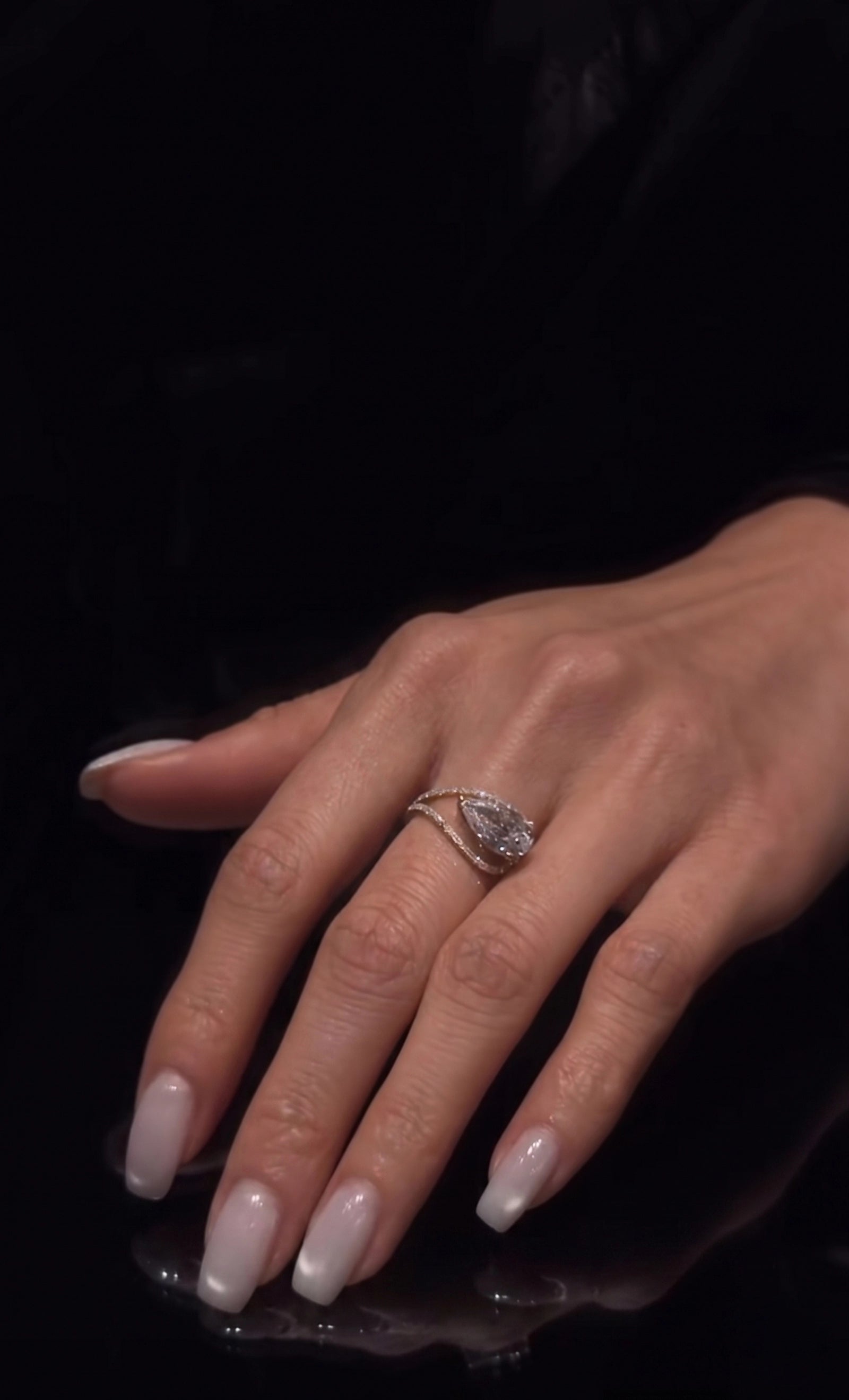 Aurora Halo Pear Ring