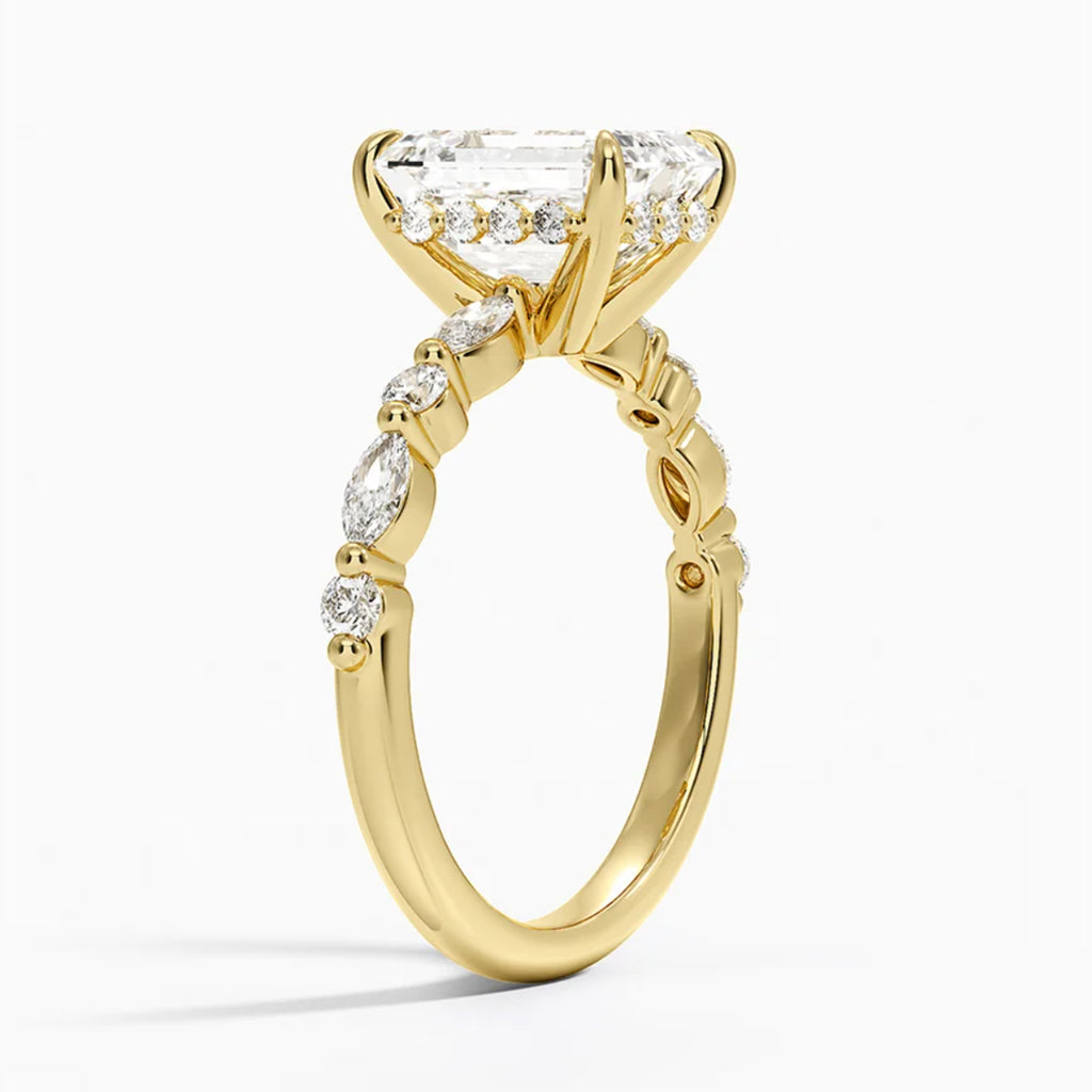 Ivy Hidden Halo Emerald Ring