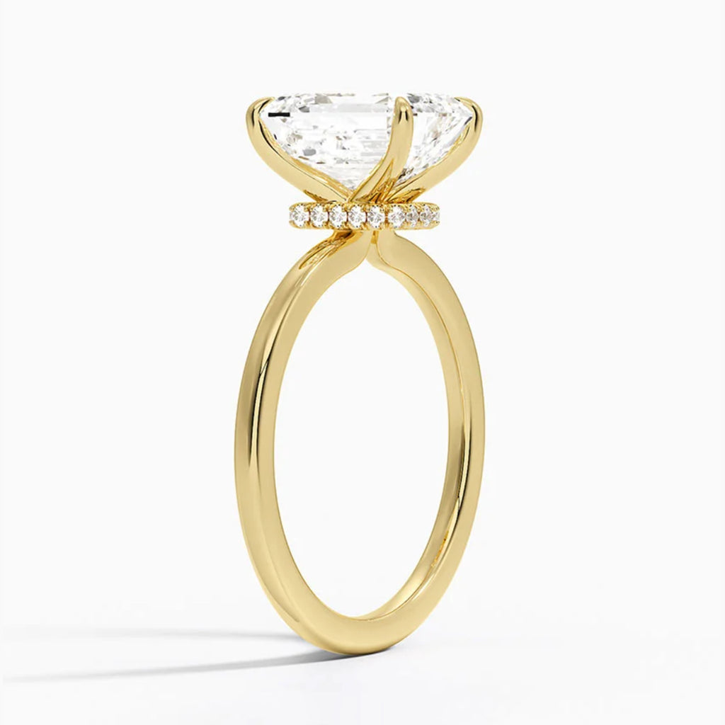 Hidden Halo Emerald Solitaire Ring
