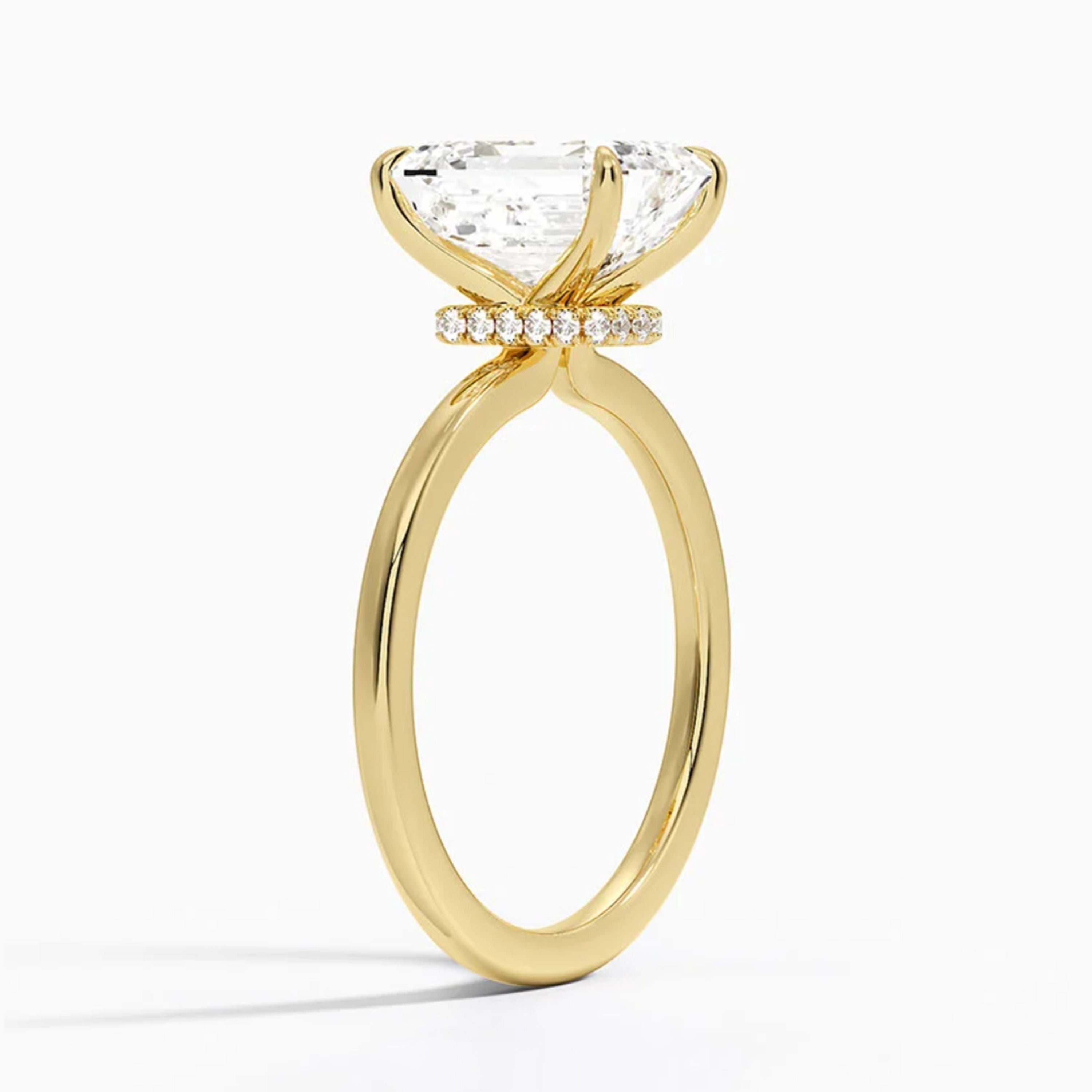 Hidden Halo Emerald Solitaire Ring