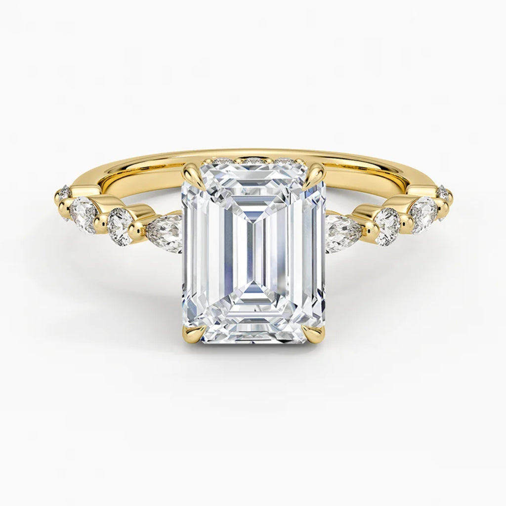 Ivy Hidden Halo Emerald Ring