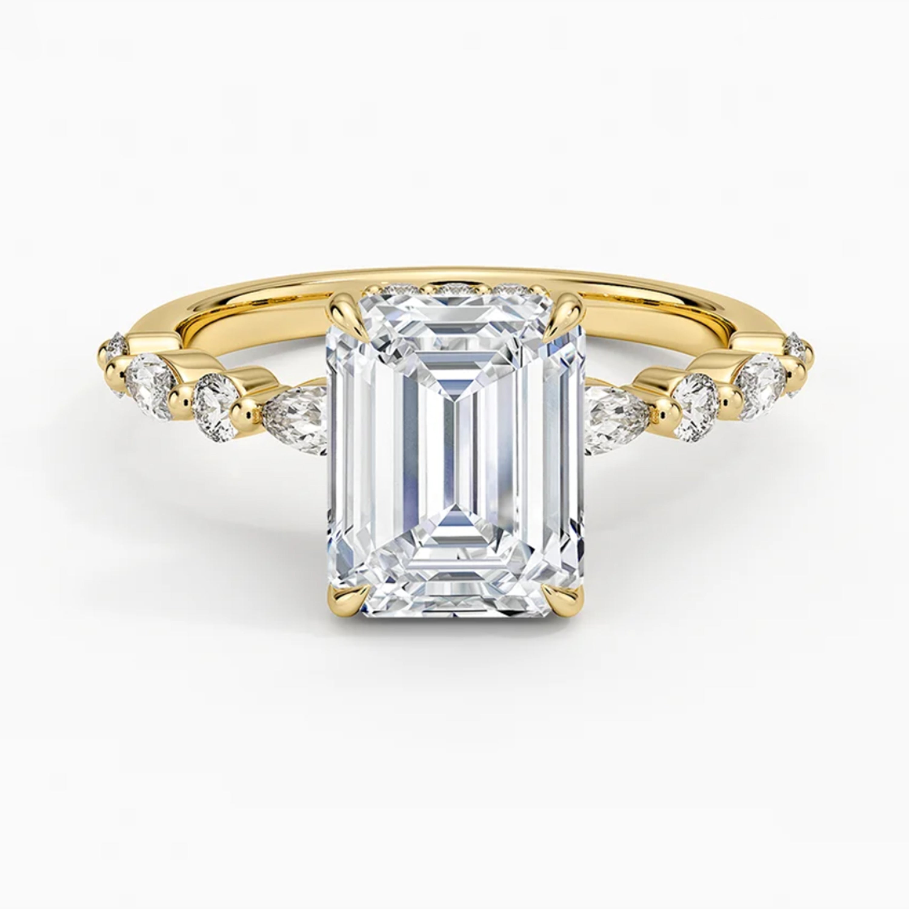 Ivy Hidden Halo Emerald Ring