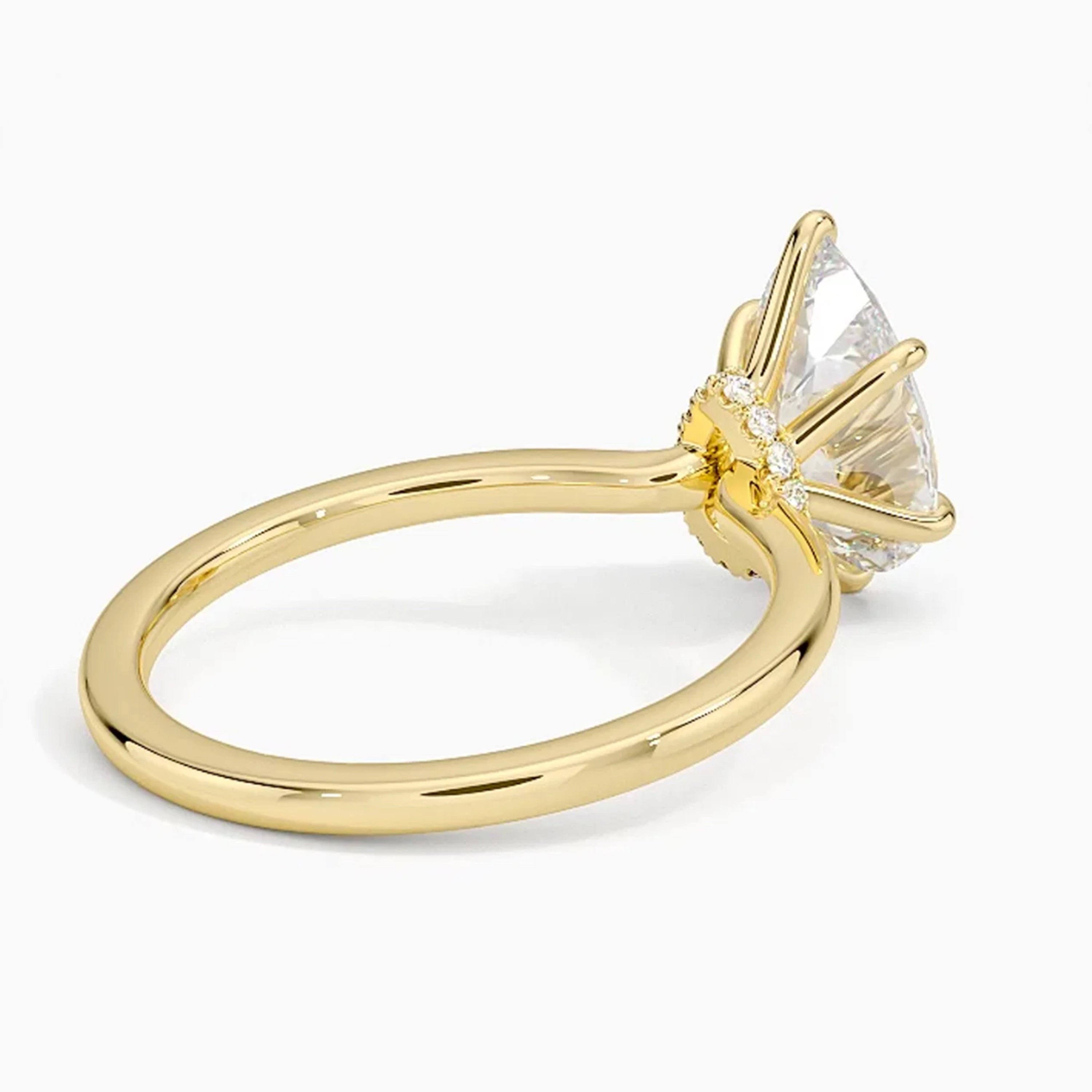 Hidden Halo Pear Solitaire Ring
