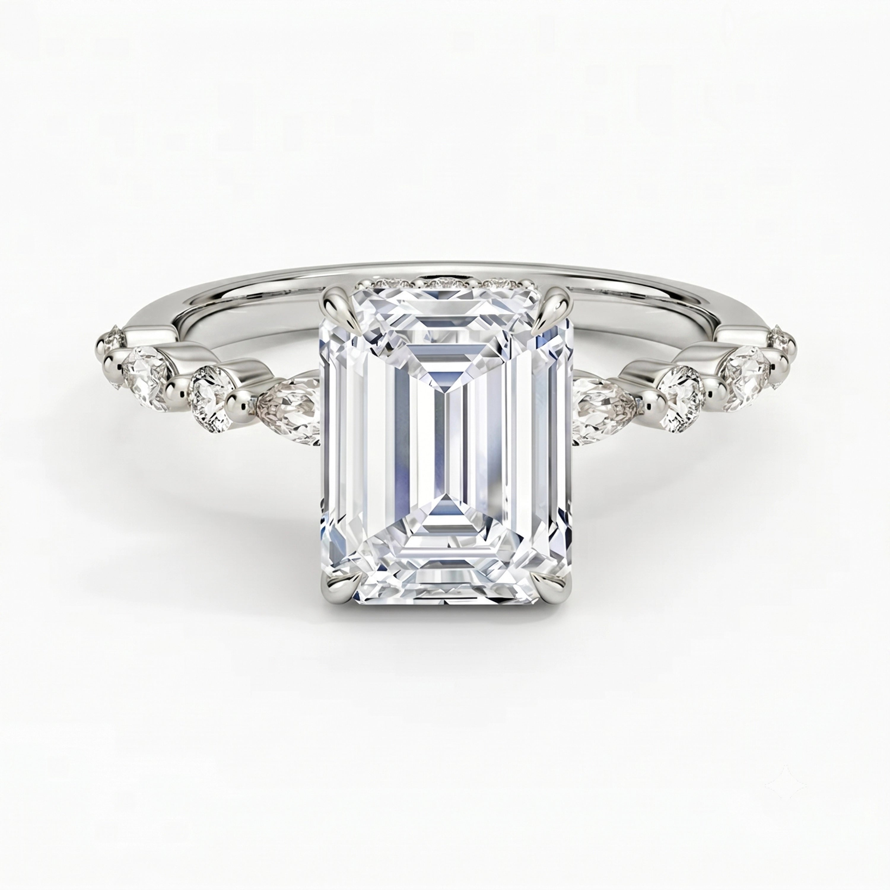Ivy Hidden Halo Emerald Ring