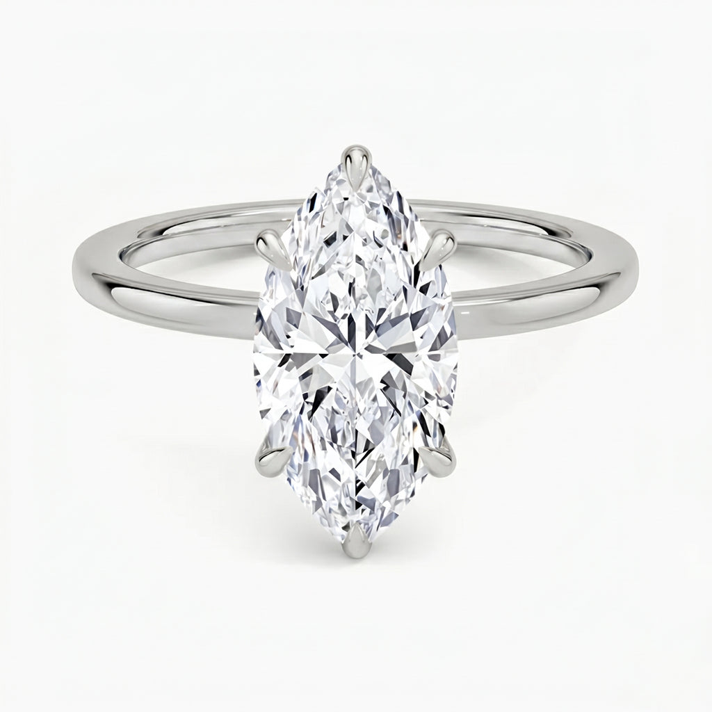 Hidden Halo Marquise Solitaire Ring