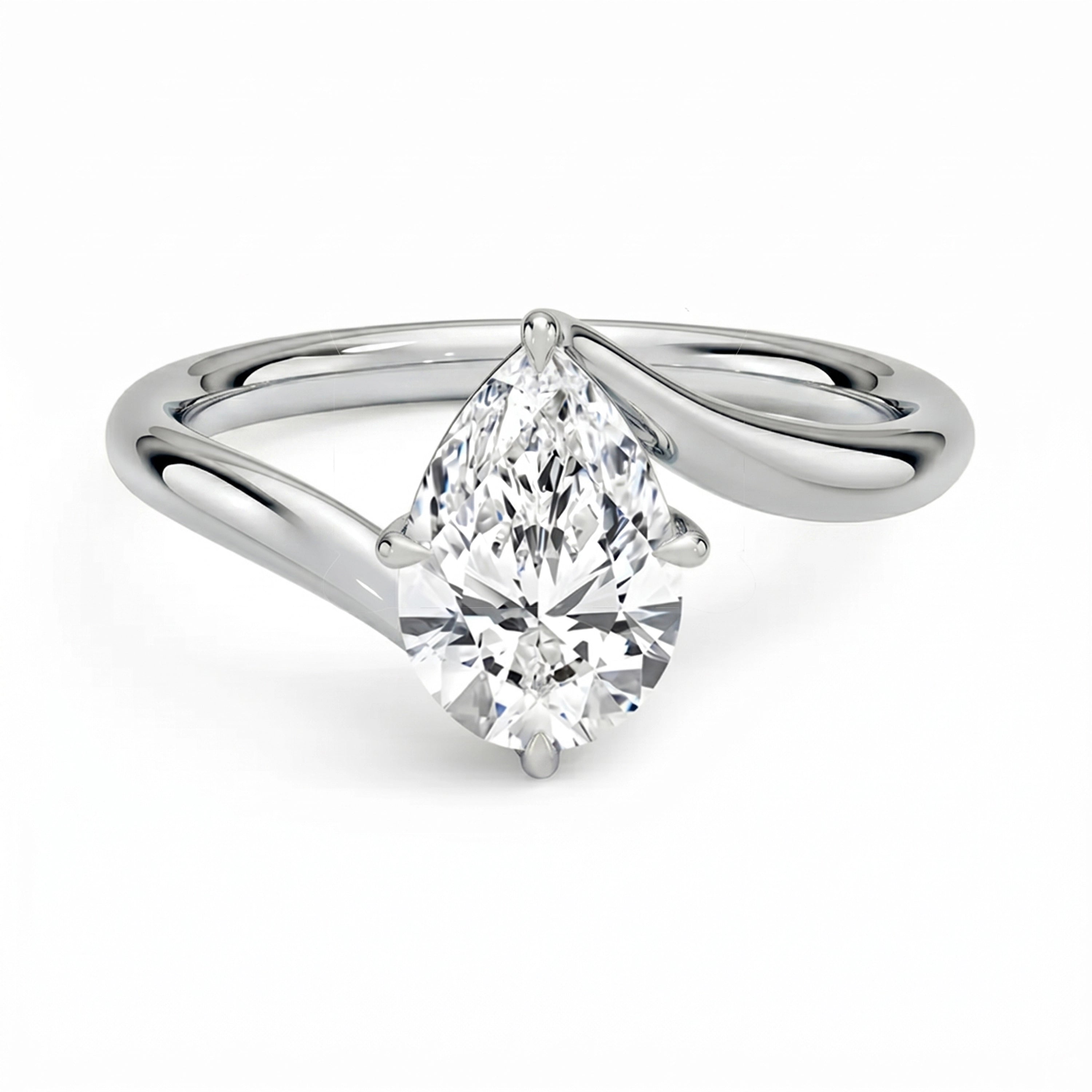 Embrace Pear Solitaire Ring