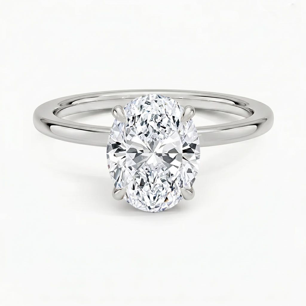 Hidden Halo Oval Solitaire Ring