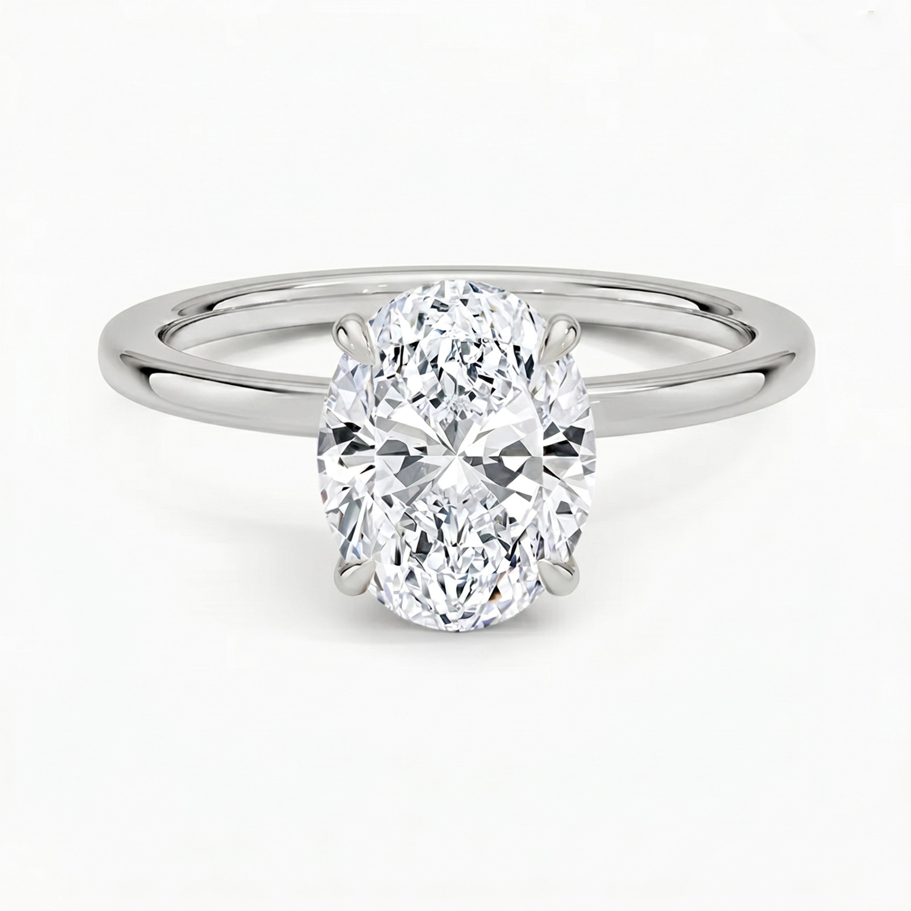 Hidden Halo Oval Solitaire Ring