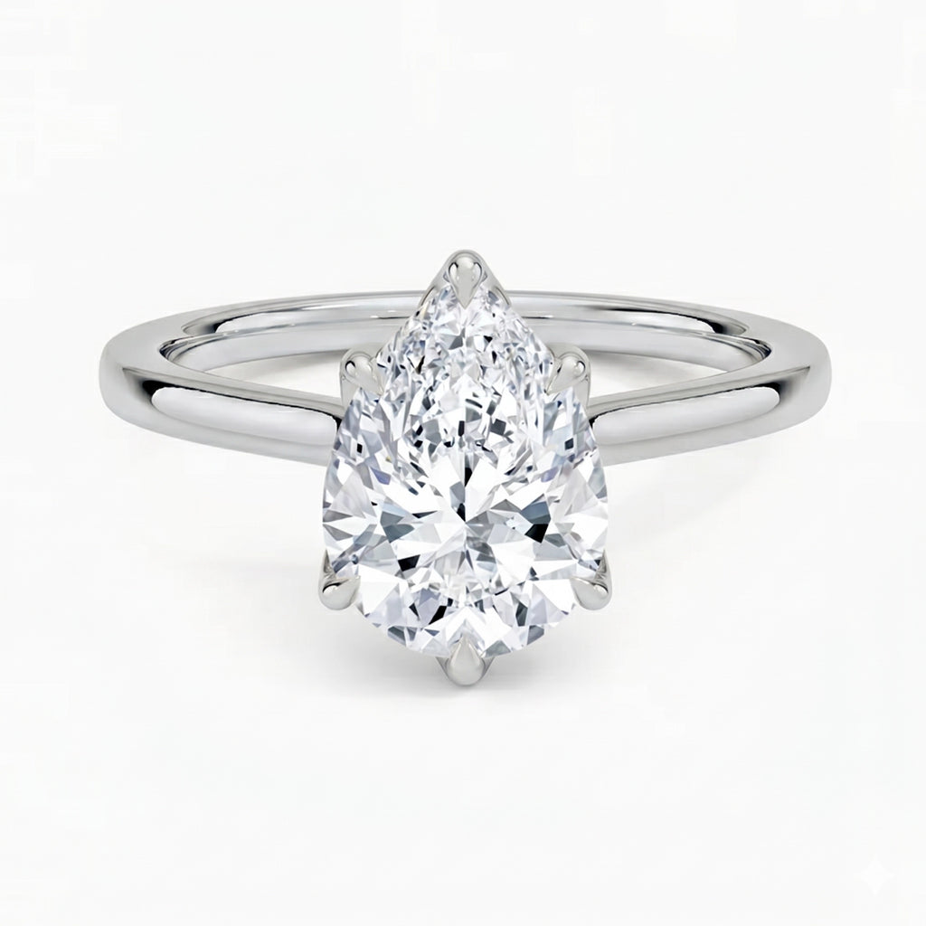 Flora Pear Solitaire Ring