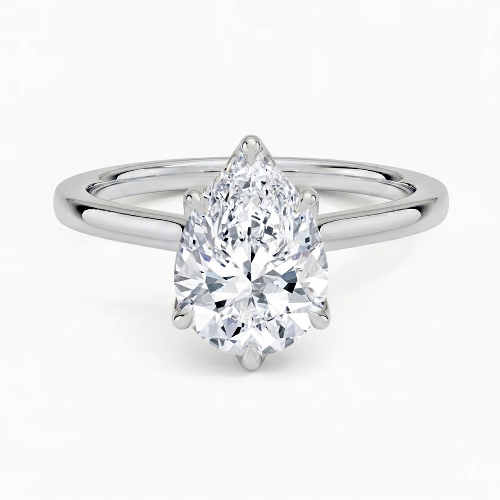 Flora Pear Solitaire Ring