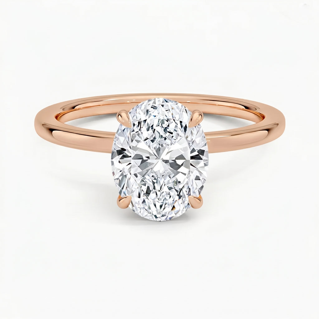 Hidden Halo Oval Solitaire Ring