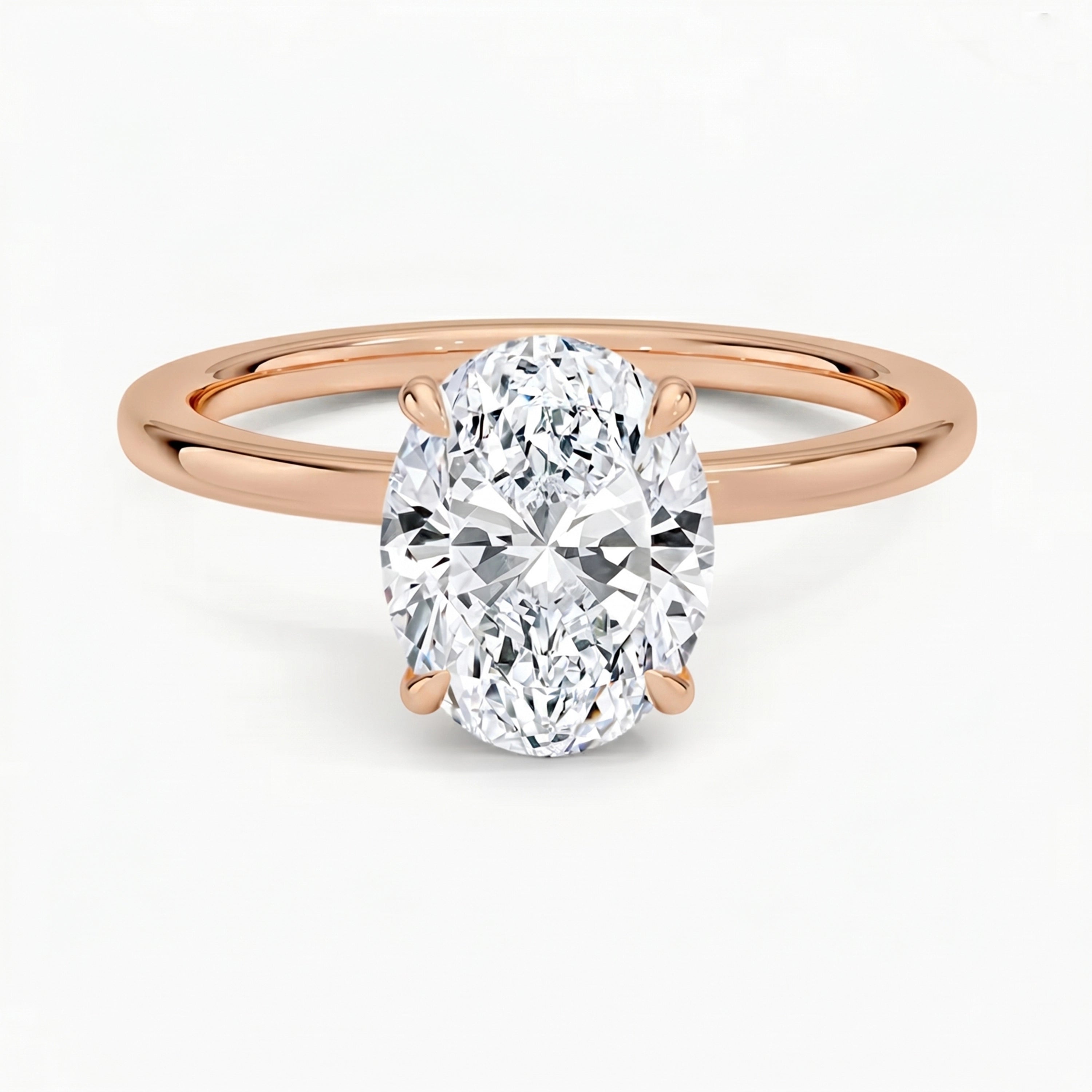 Hidden Halo Oval Solitaire Ring