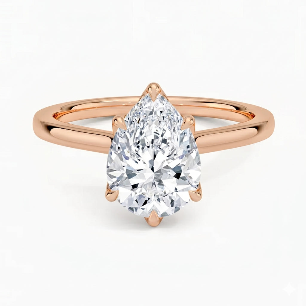 Flora Pear Solitaire Ring