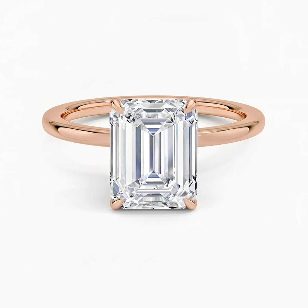 Hidden Halo Emerald Solitaire Ring