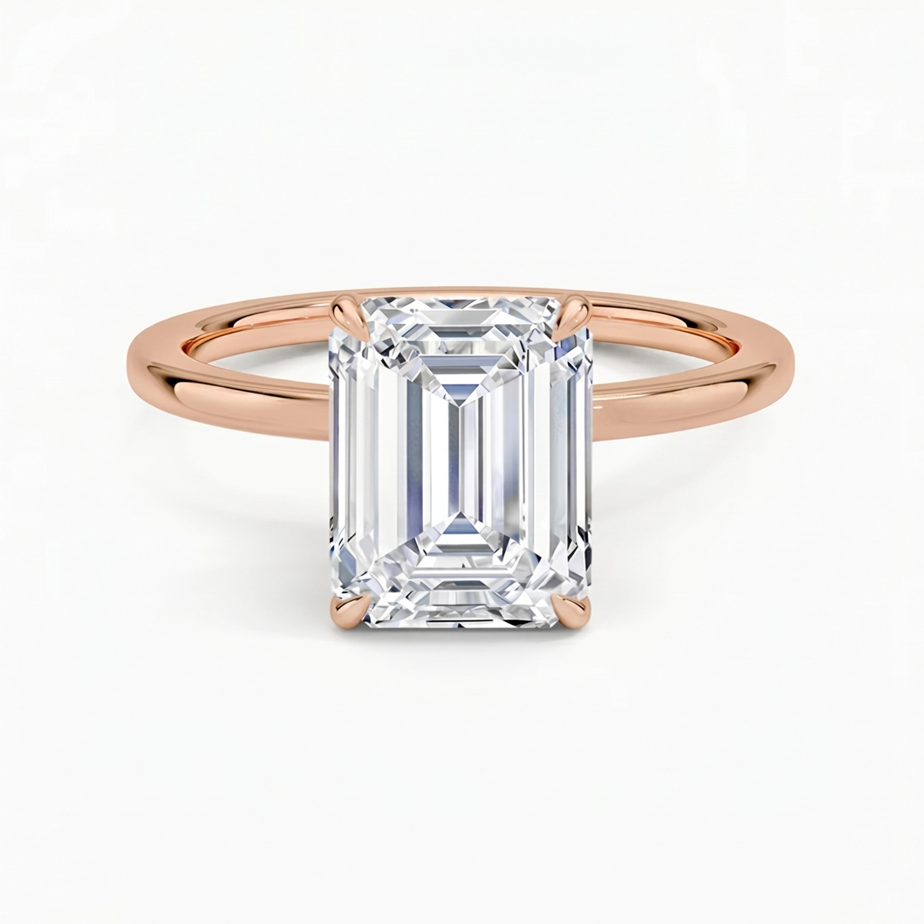 Hidden Halo Emerald Solitaire Ring