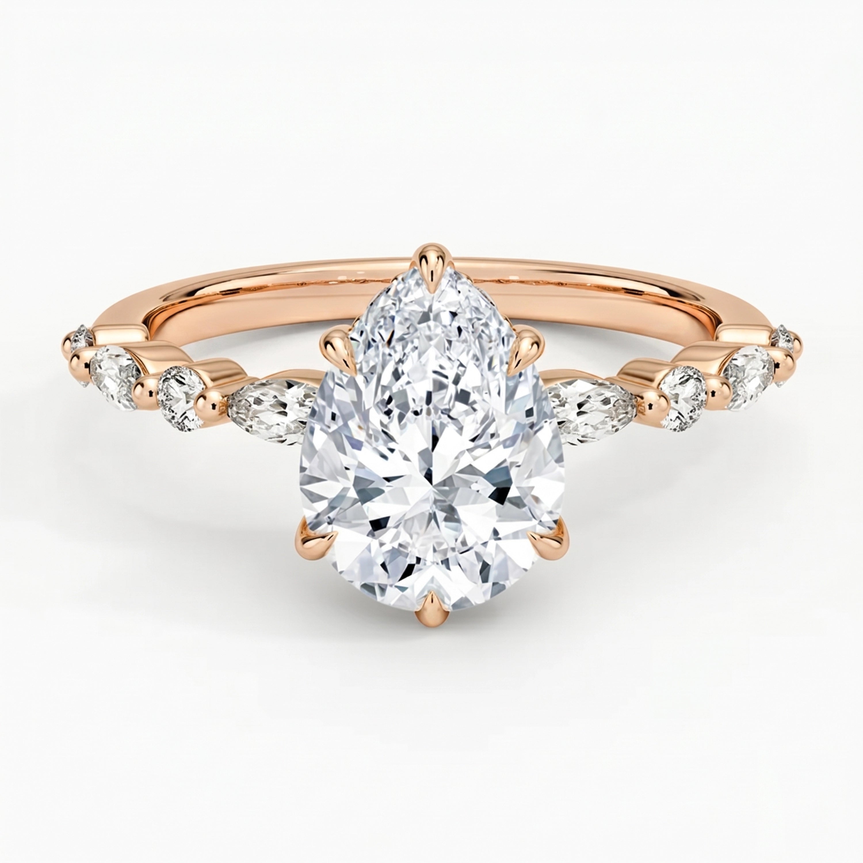 Ivy Hidden Halo Pear Ring