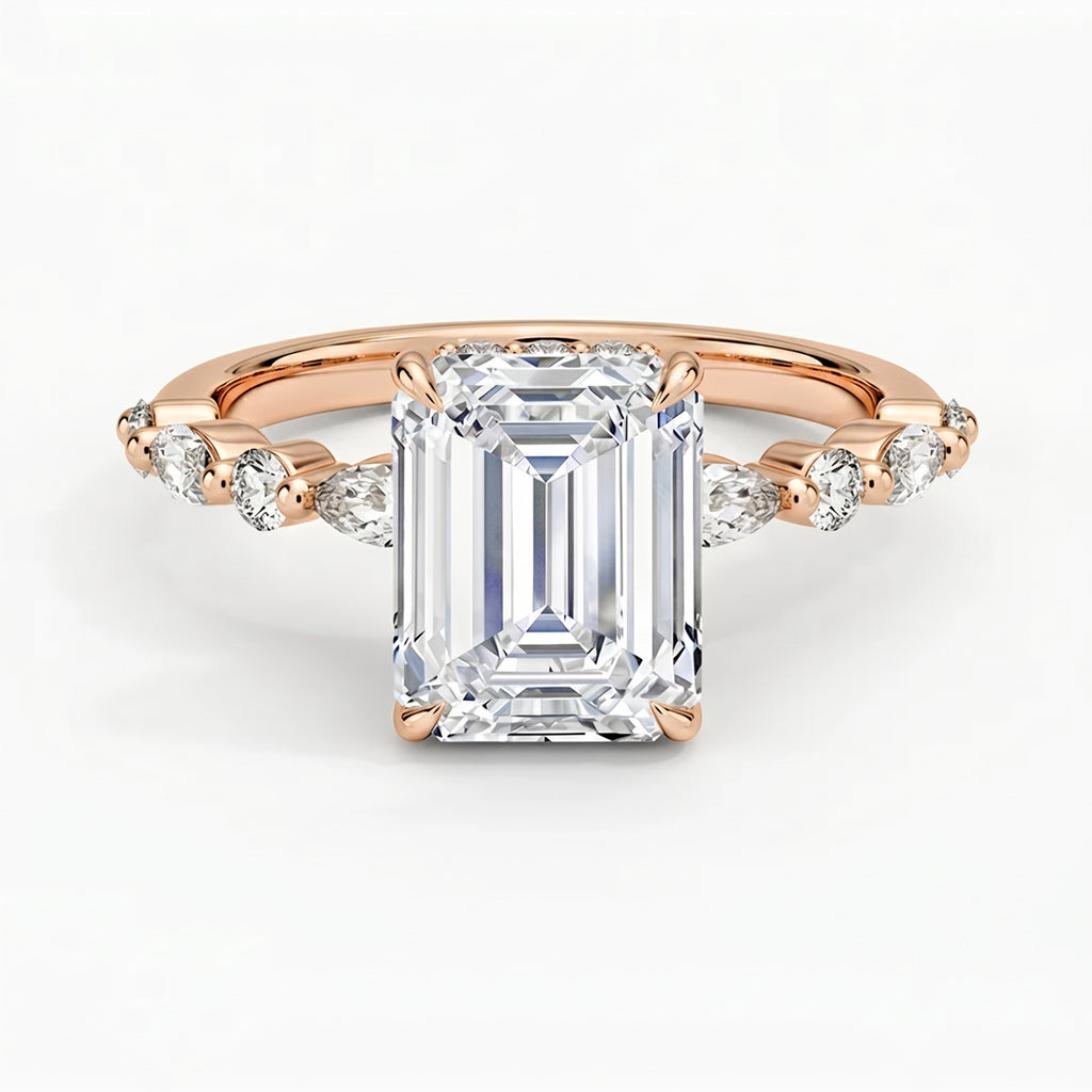 Ivy Hidden Halo Emerald Ring