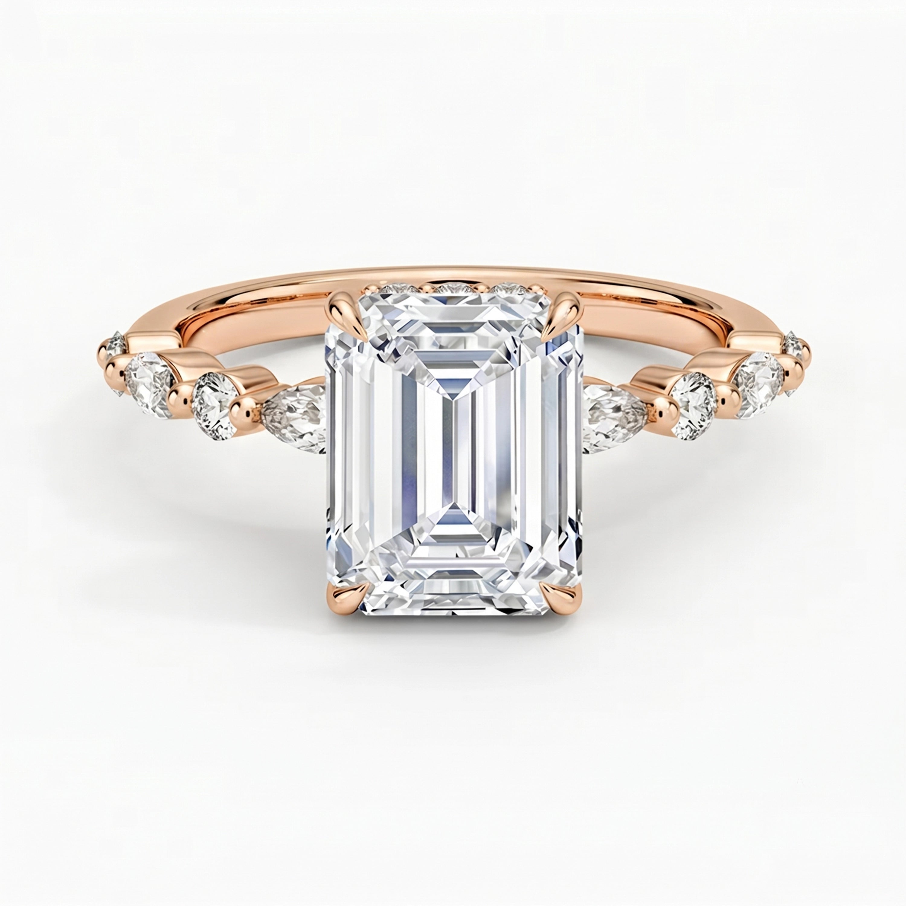 Ivy Hidden Halo Emerald Ring