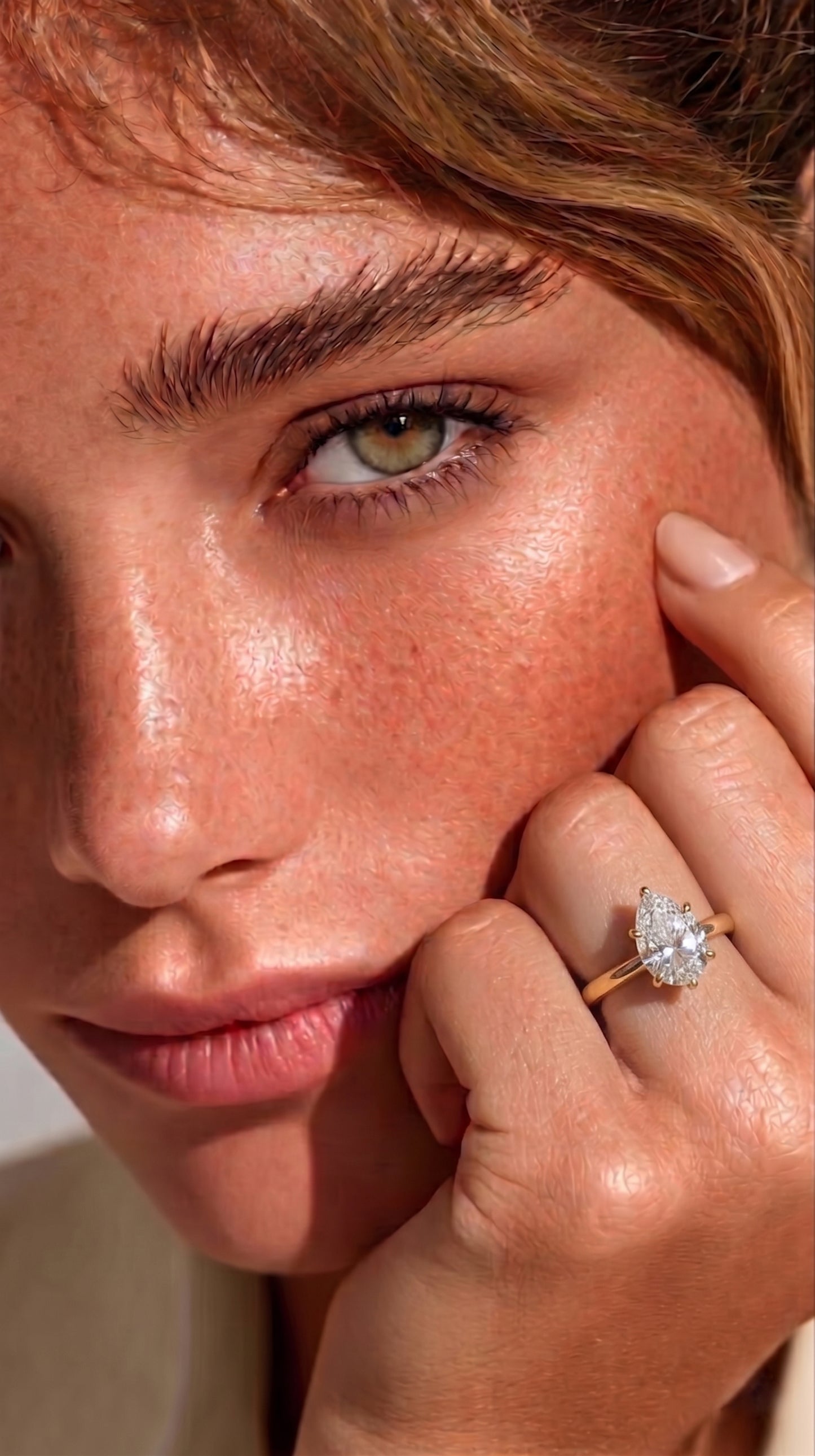 Flora Pear Solitaire Ring