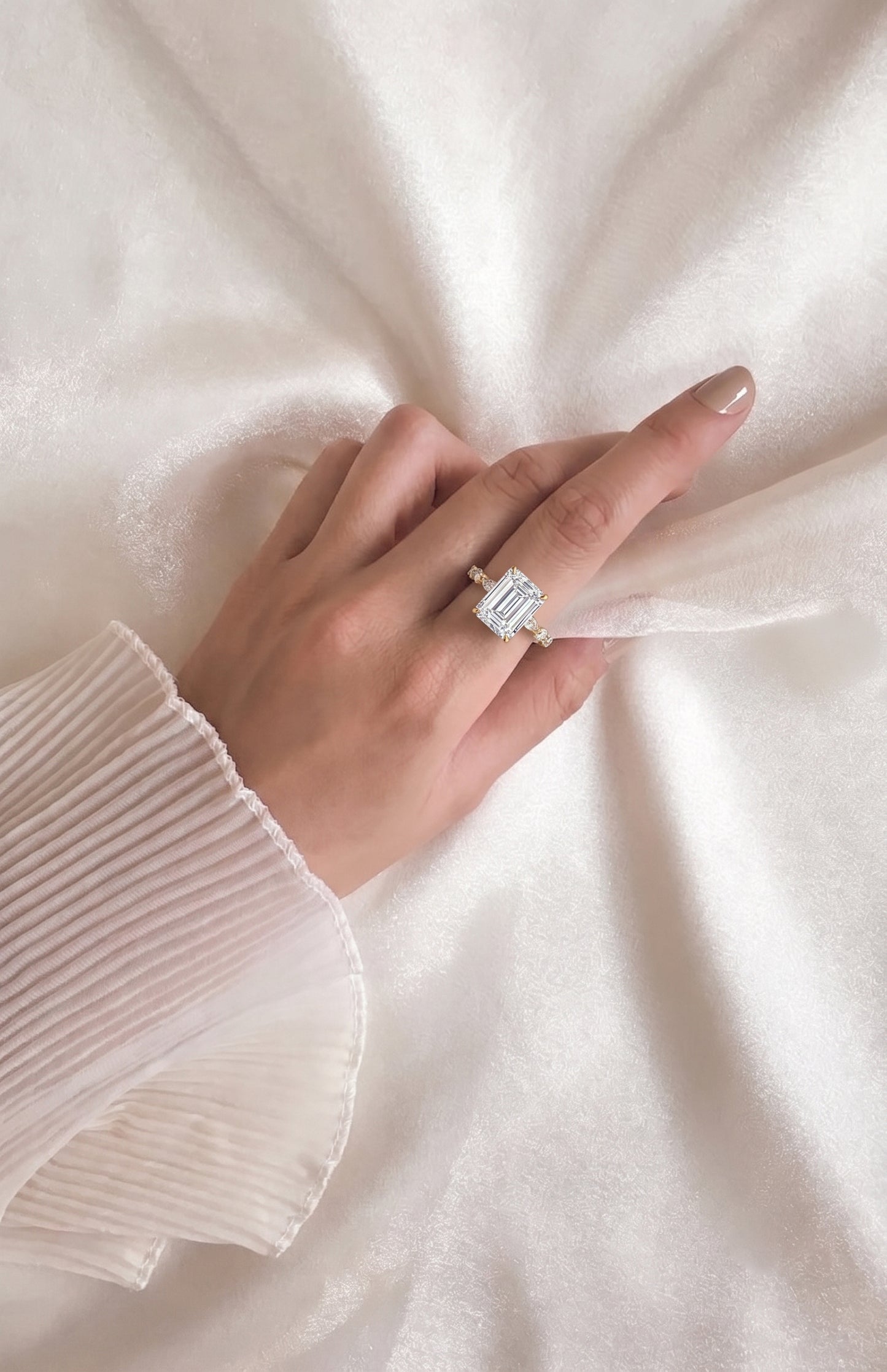 Ivy Hidden Halo Emerald Ring