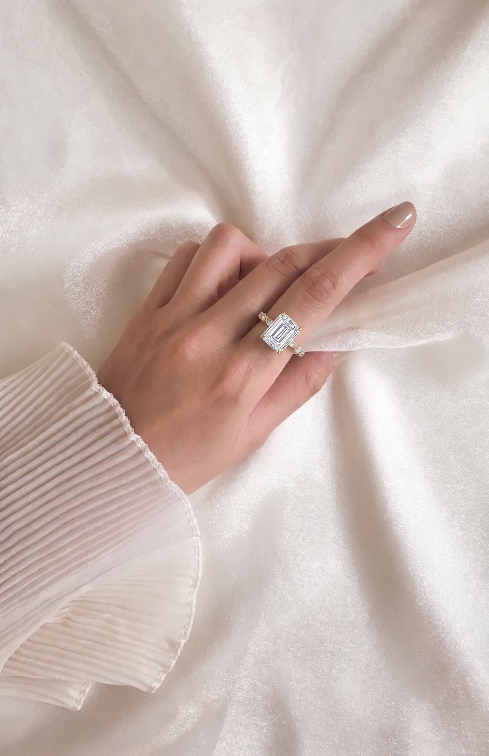Ivy Hidden Halo Emerald Ring