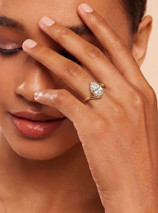 Embrace Pear Solitaire Ring