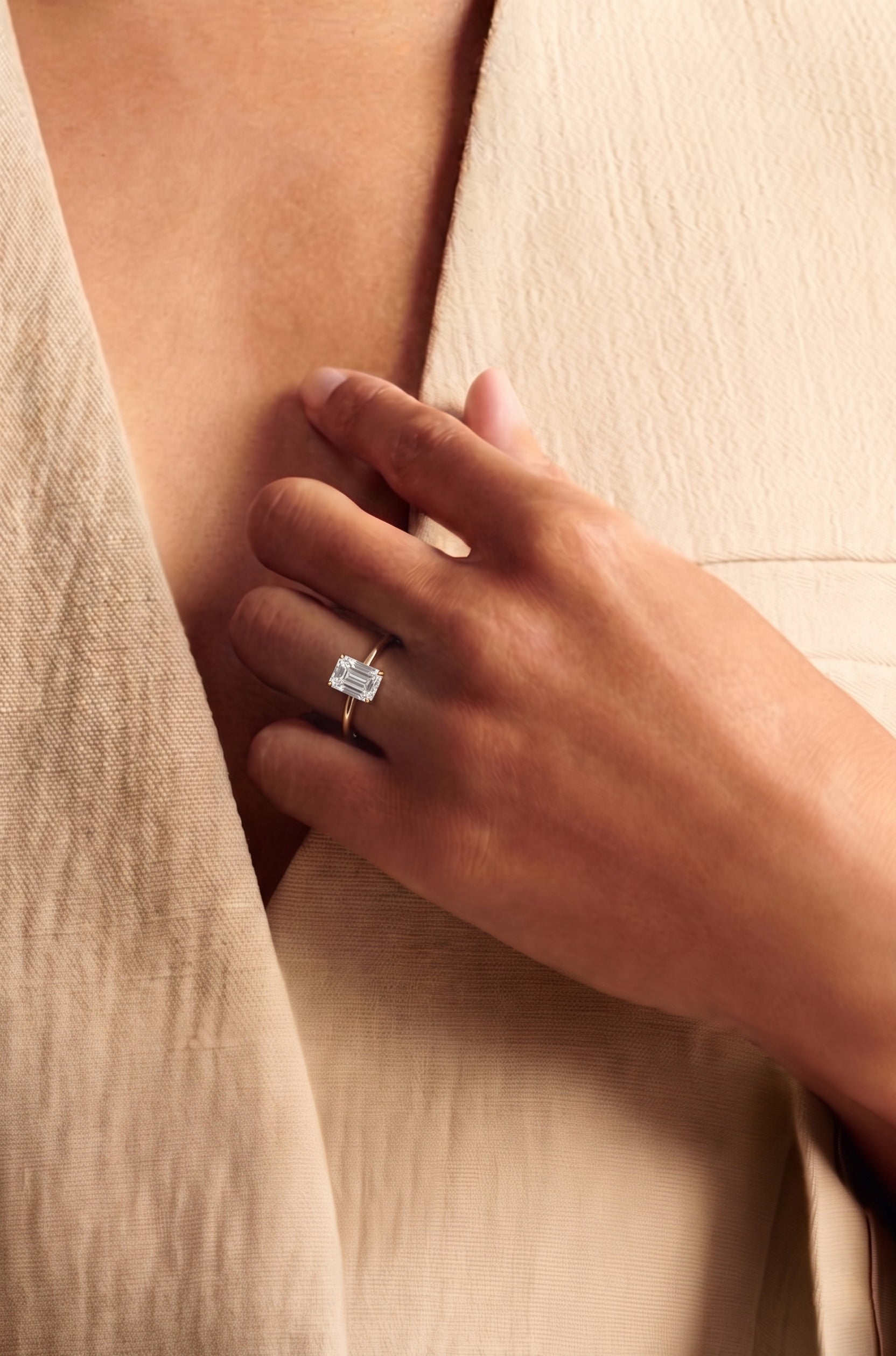 Hidden Halo Emerald Solitaire Ring