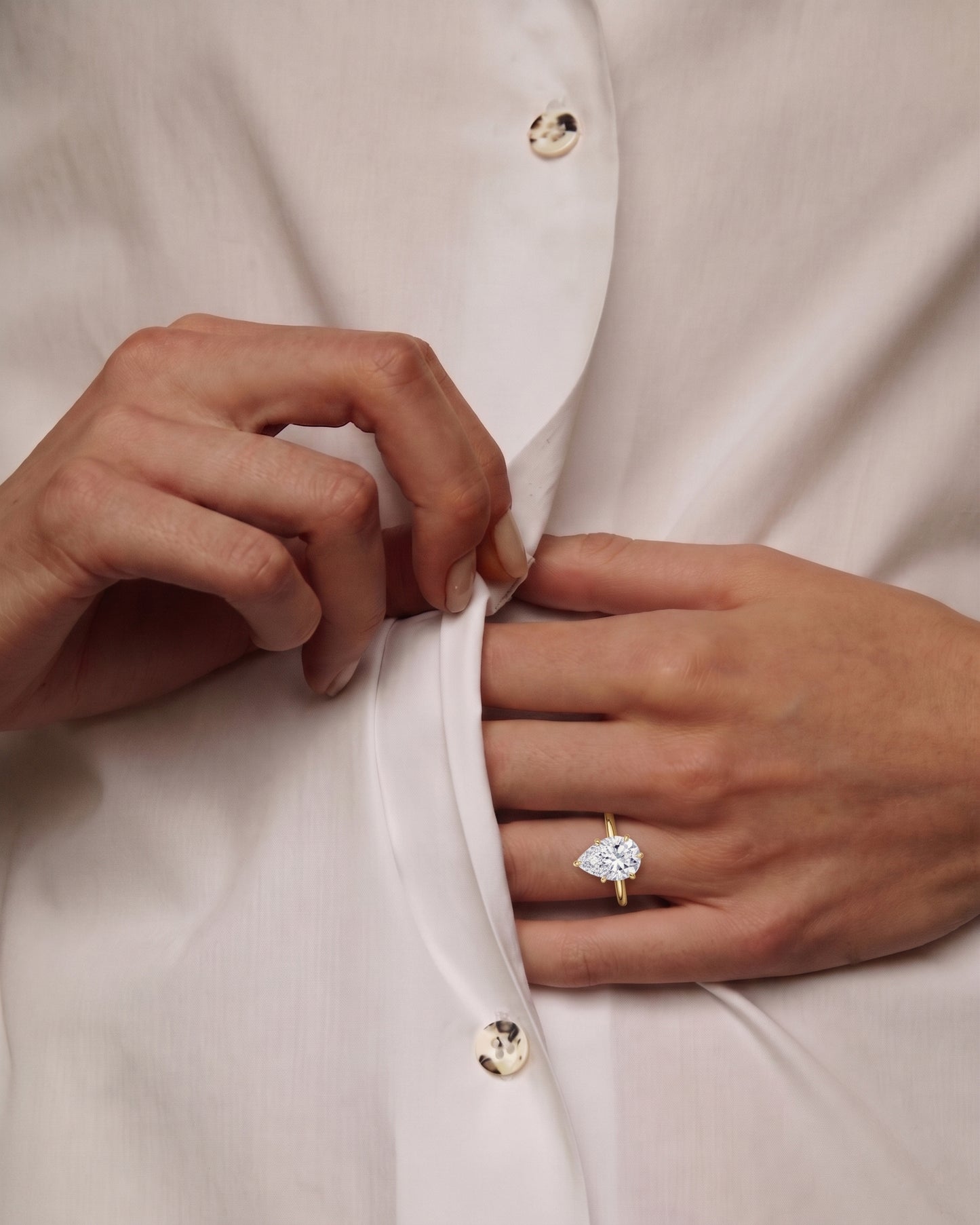 Iris Pear Solitaire Ring