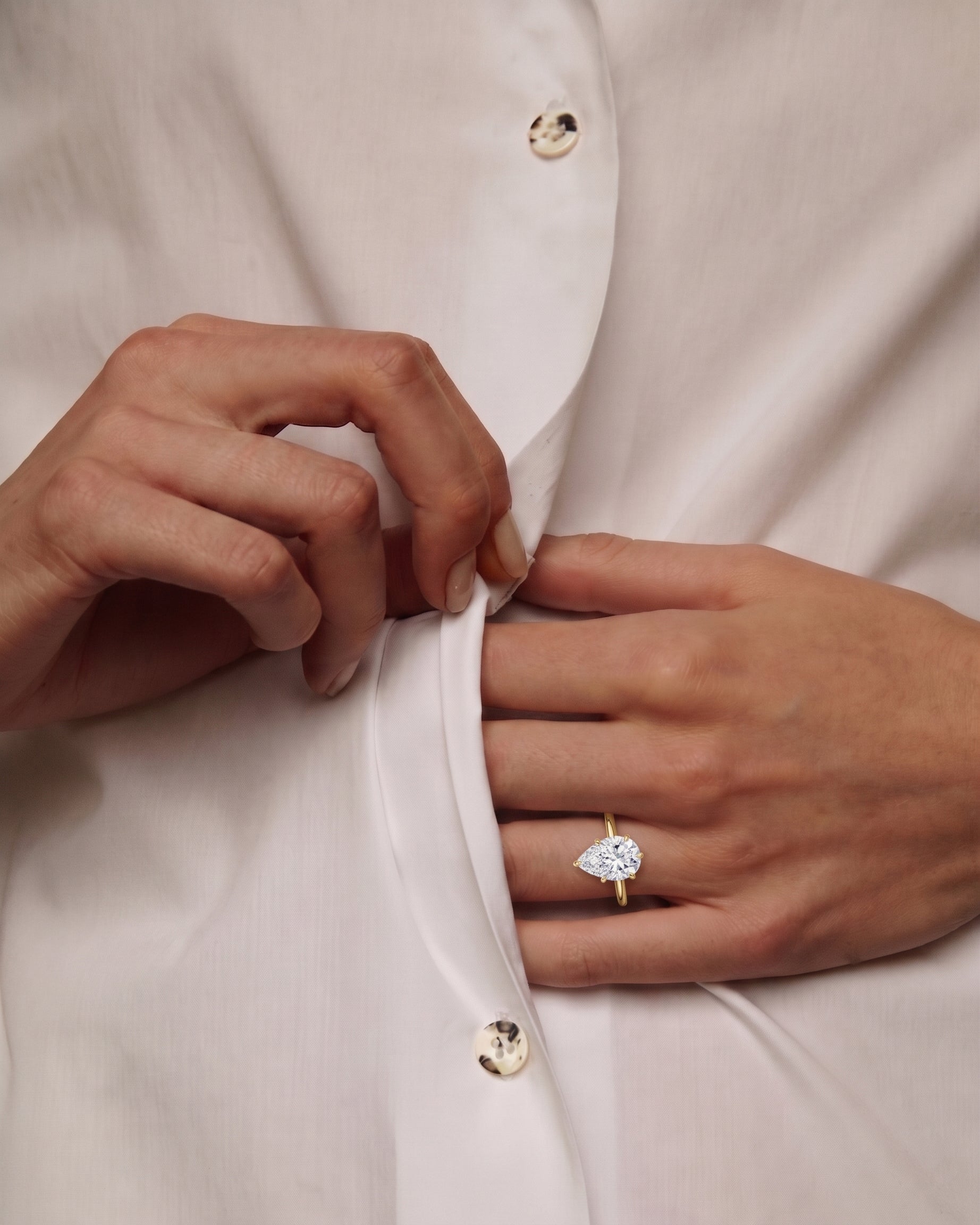 Iris Pear Solitaire Ring
