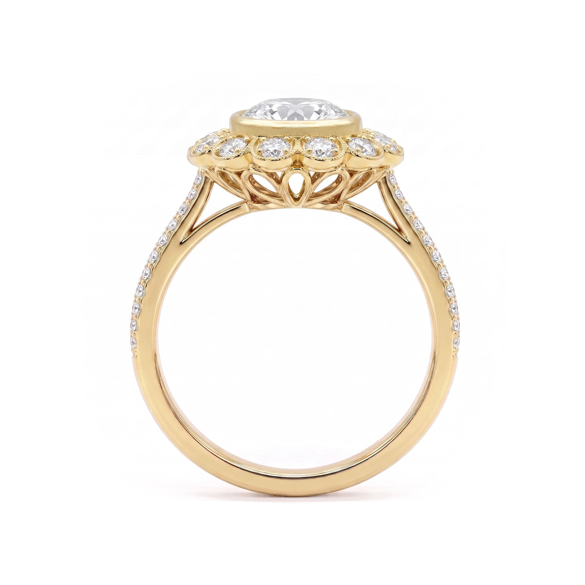 Heart of Helios-Oval Halo Ring