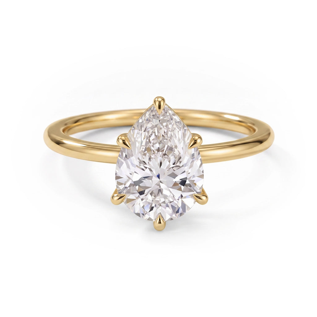 Hidden Halo Pear Solitaire Ring