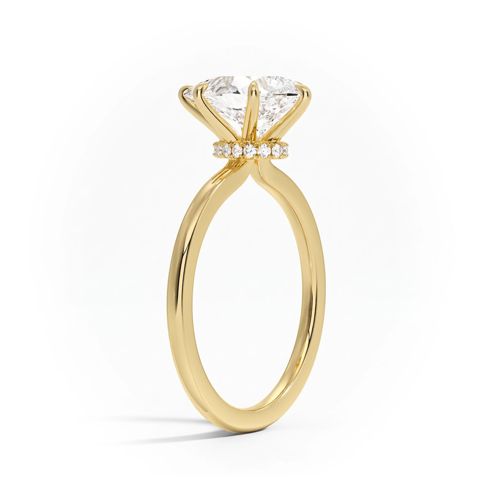 Hidden Halo Pear Solitaire Ring
