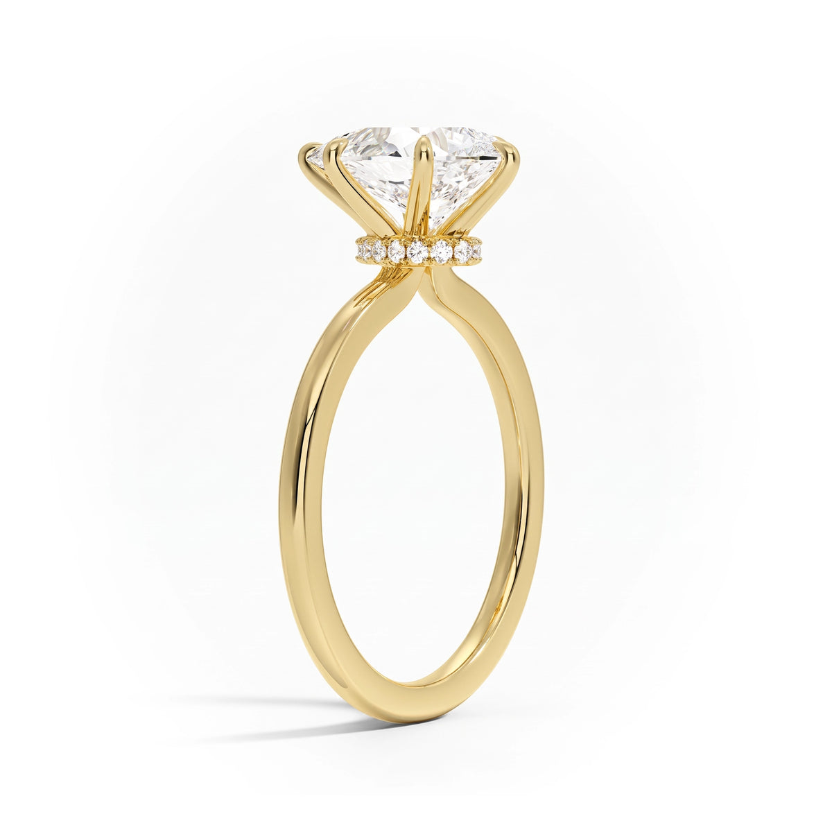 Hidden Halo Pear Solitaire Ring
