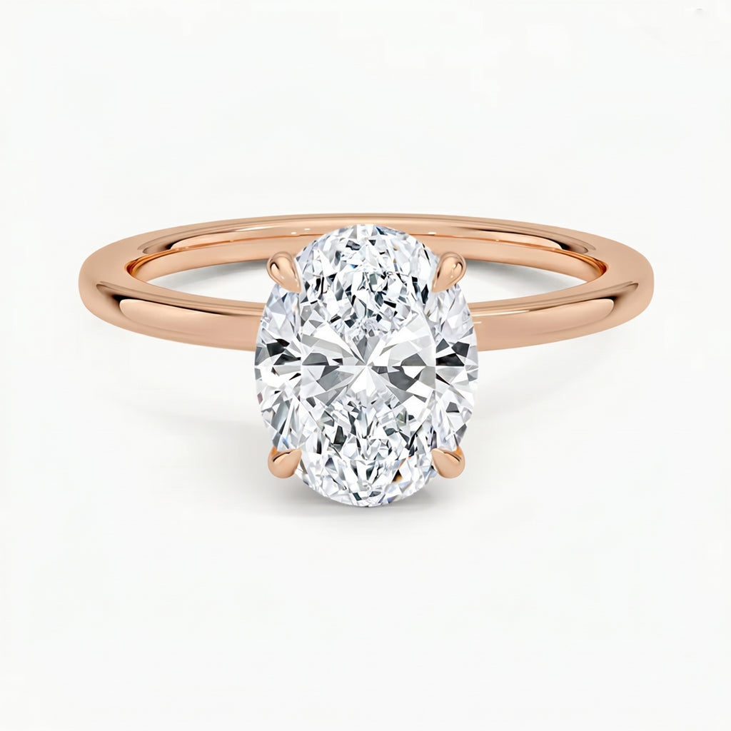 Hidden Halo Oval Solitaire Ring