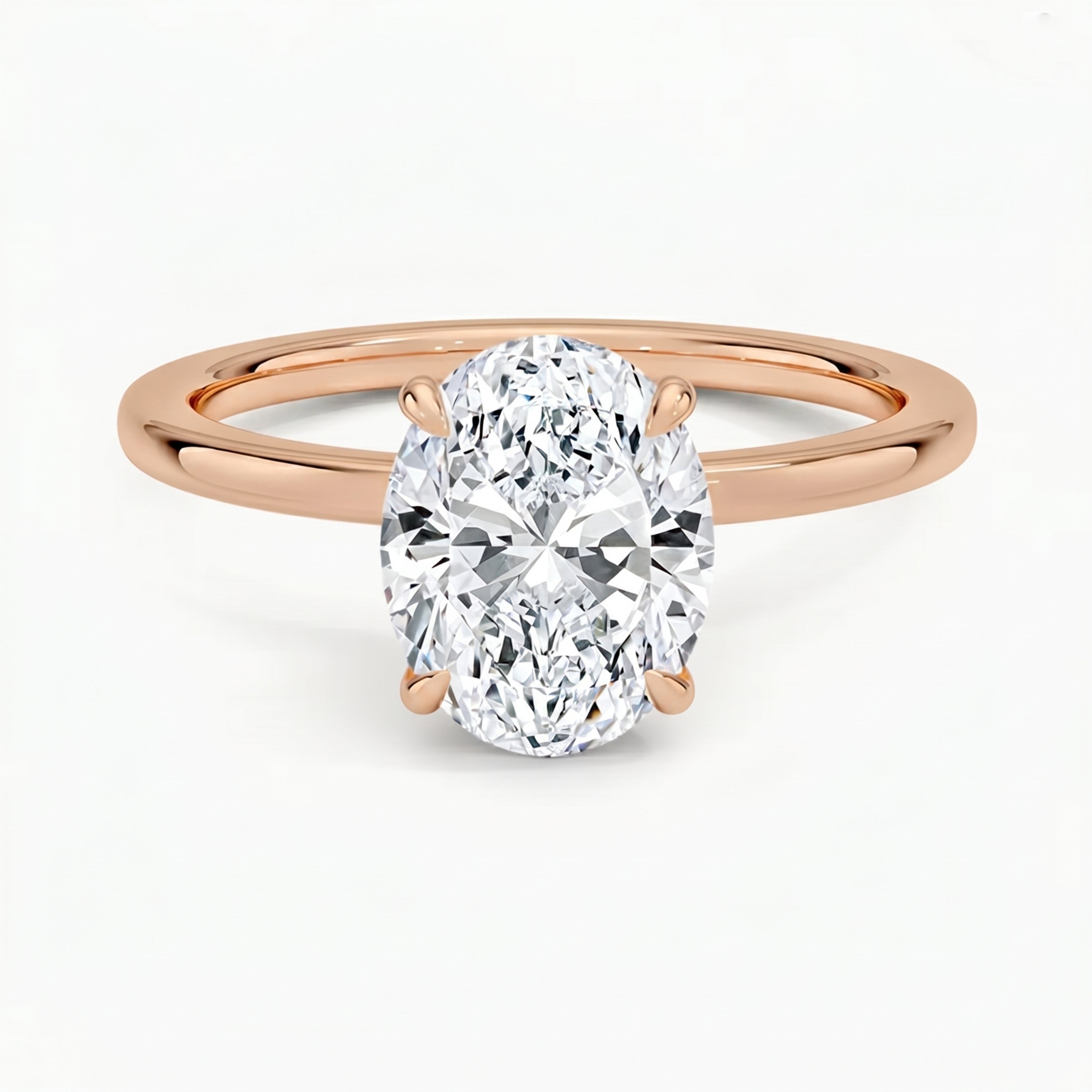 Hidden Halo Oval Solitaire Ring